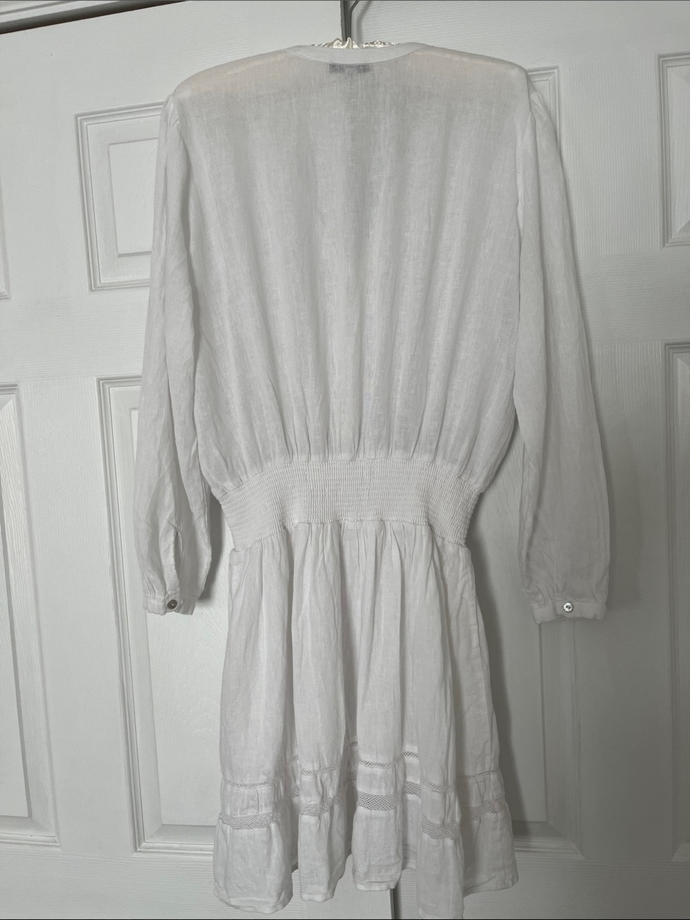 Rails Jasmine White Linen Blend Smocked Waist Mini Dress S - Picture 4 of 9